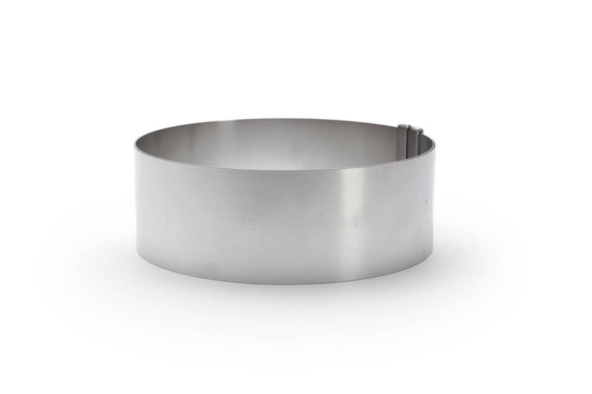 De Bu yer ruostumattomasta teräksestä valmistettu jatkettava jälkiruokarengas korkeus 6,5cm - 18 - 36cm
