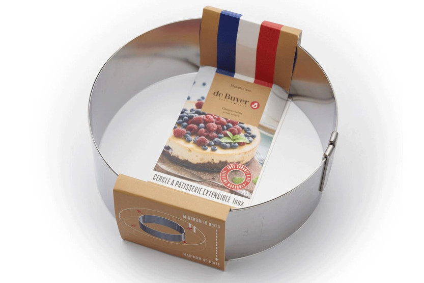 De Bu yer uttrekkbar dessertring i rustfritt stål høyde 6,5 cm - 18 til 36 cm