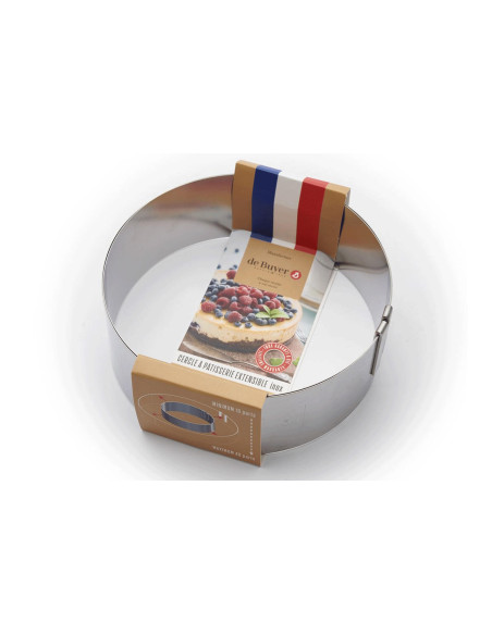 De Bu yer roestvrijstalen uitschuifbare dessertring hoogte 6,5cm - 18 tot 36cm