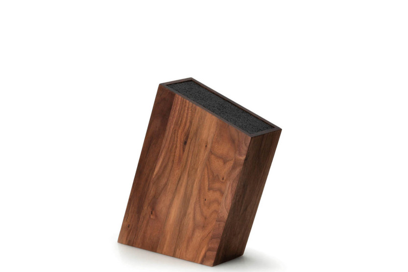 Continenta inclined empty knife block in walnut wood