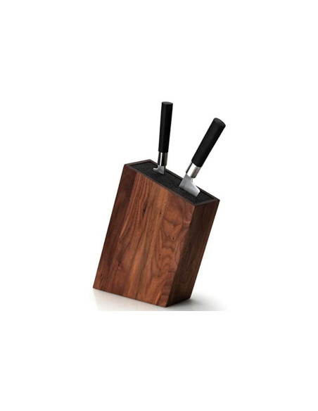 Continenta inclined empty knife block in walnut wood