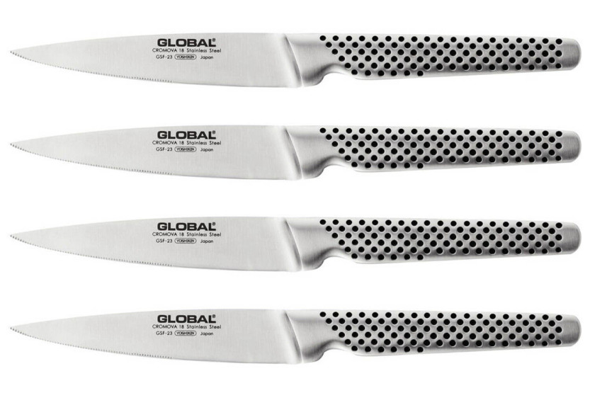 Set di 4 coltelli da bistecca giapponesi Global GSF4023 , lame seghettate da 11 cm