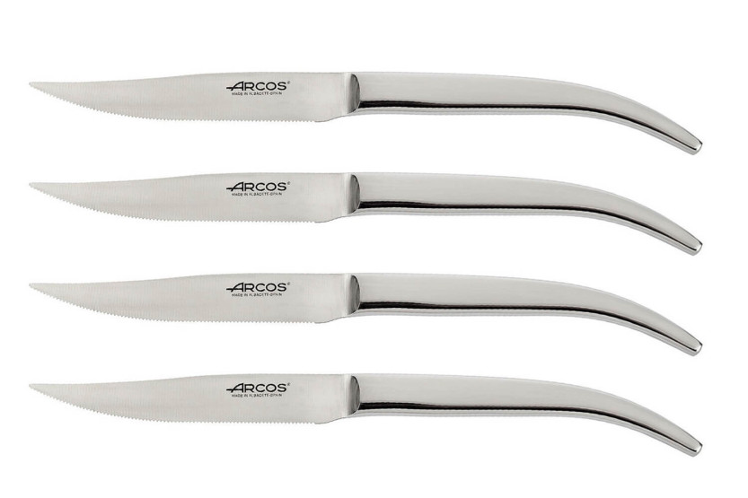 Set of 4 Arcos Steel-Force steak knives , all stainless steel, 11cm serrated blade