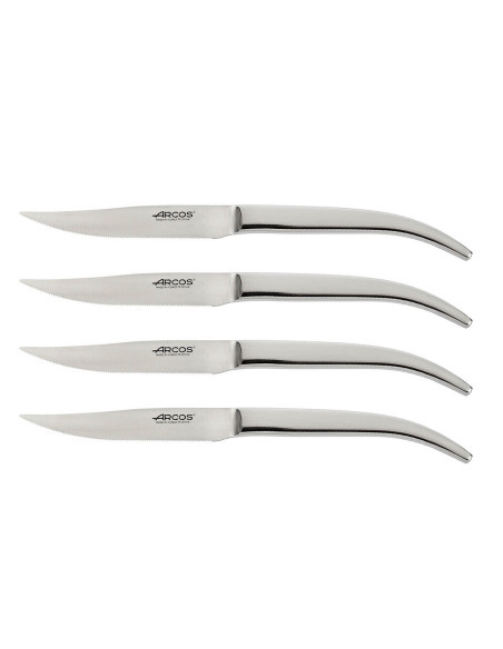 Sæt med 4 Arcos Steel-Force steakknive, helt i rustfrit stål, 11 cm savtakket blad