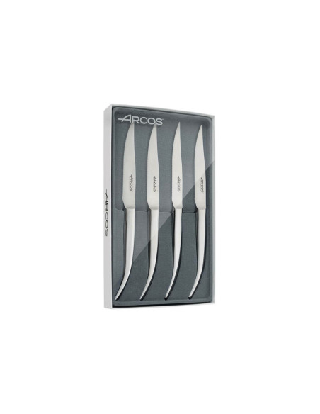 Sæt med 4 Arcos Steel-Force steakknive, helt i rustfrit stål, 11 cm savtakket blad