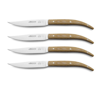 Juego de 4 cuchillos chuleteros Arcos El Origen mango de micarta beige