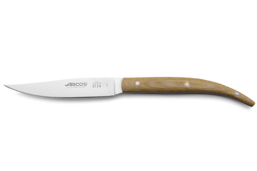 Juego de 4 cuchillos chuleteros Arcos El Origen mango de micarta beige