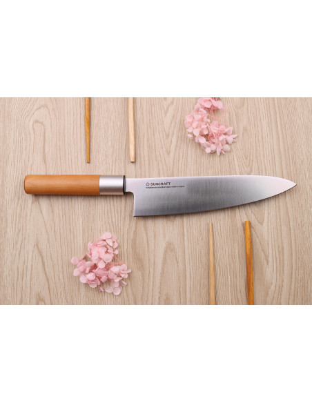 Coltello da chef giapponese Suncraft Senzo 20 cm con manico in magnolia
