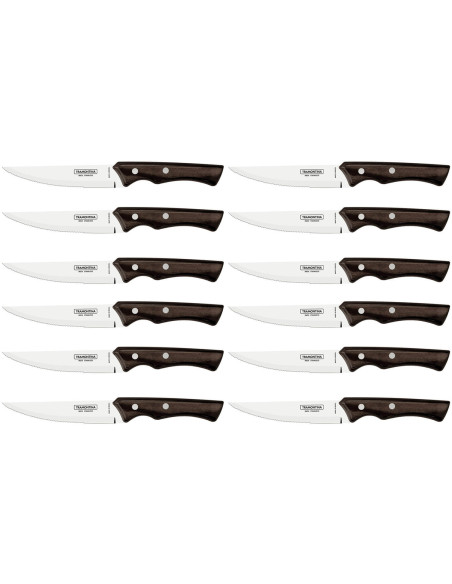 Sæt med 12 Tramontina Jumbo steakknive, savtakket blad