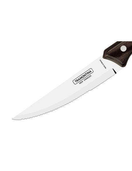 Sett med 12 Tramontina Jumbo biffkniver med takket blad
