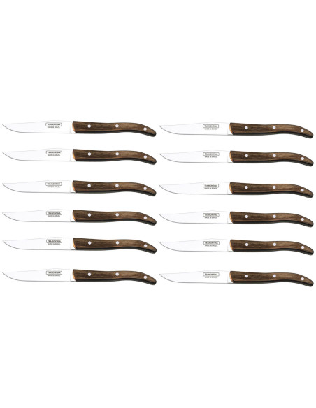 Set van 12 Tramontina Franse steakmessen, glad lemmet