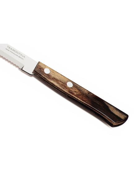 Juego de 12 cuchillos Tramontina, hoja dentada, mango ennegrecido