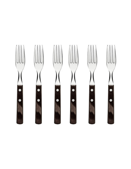 Tramontina 24 place setting in stainless steel and brown wood