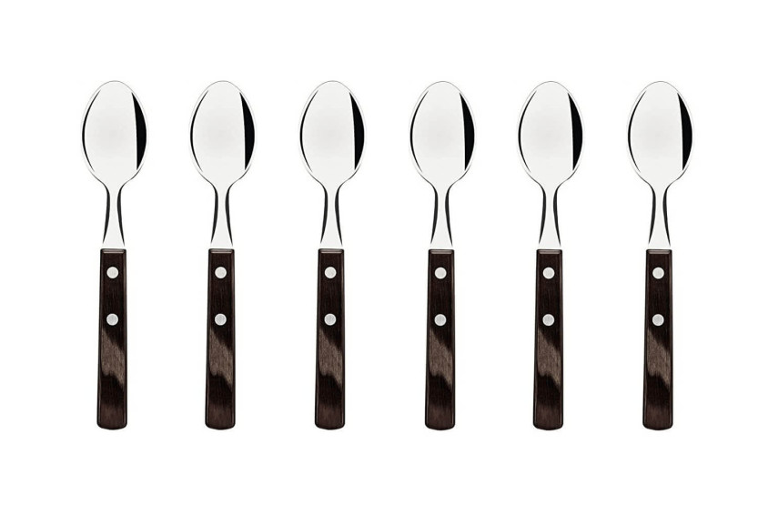 Tramontina 24 place setting in stainless steel and brown wood