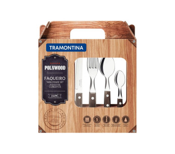 Tramontina 24-delig servies in roestvrij staal en bruin hout 2