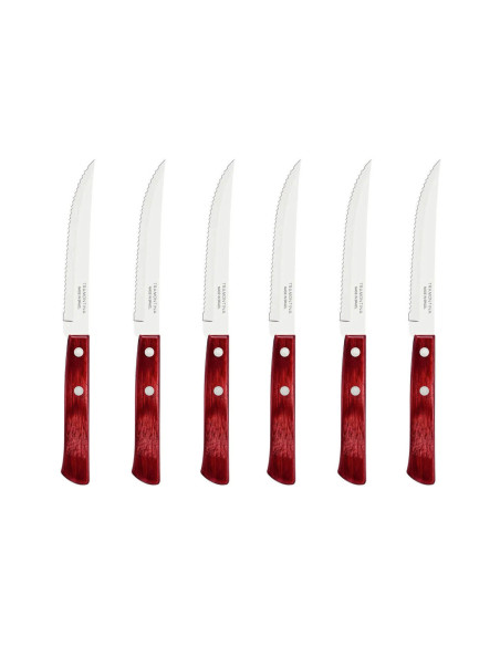 Tramontina 24 place setting in stainless steel and red wood
