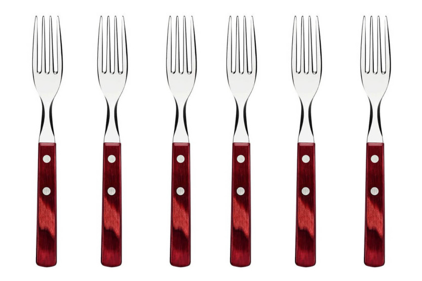 Tramontina 24 place setting in stainless steel and red wood