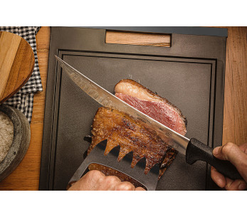 Tramontina Churrasco-lihaveitsi, musta, granton-terä 2