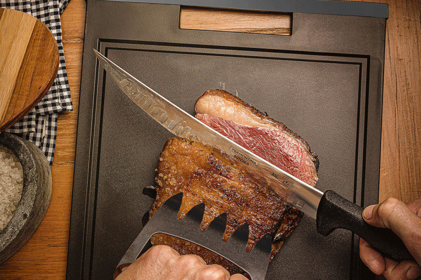 Tramontina Churrasco meat knife, black with granton edgeblade