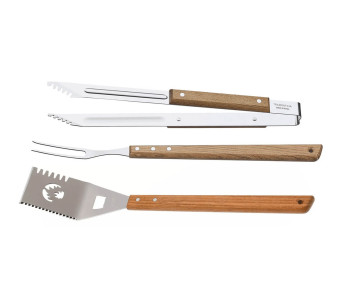 Tramontina Churrasco Kit barbecue 3 pezzi: pinze + spatola + forchetta per intaglio
