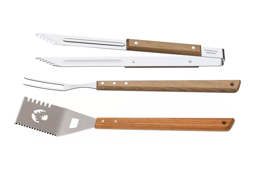 Tramontina Churrasco 3-piece barbecue kit: tongs + spatula + carving fork