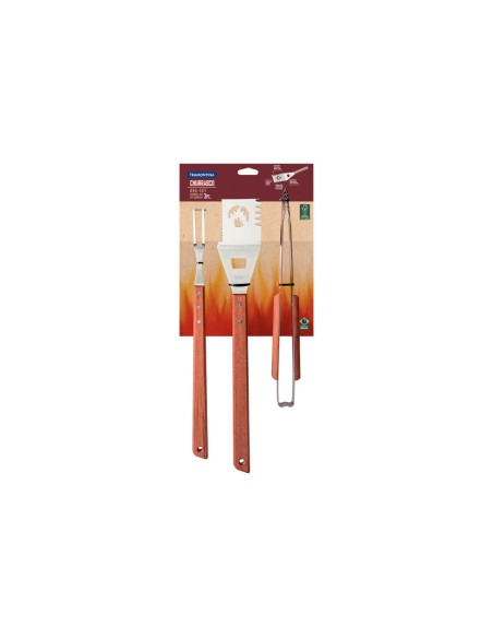 Tramontina Churrasco 3-piece barbecue kit: tongs + spatula + carving fork
