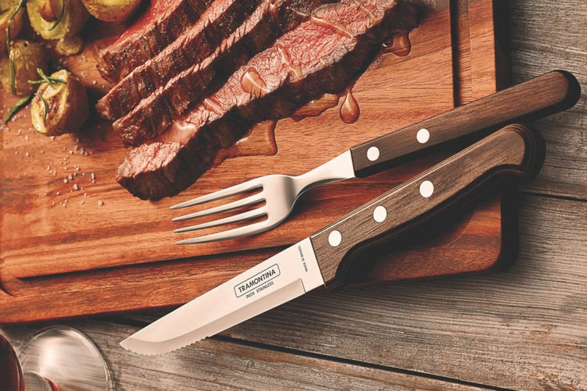 Sett med 6 Tramontina Jumbo biffkniver + 6 gafler