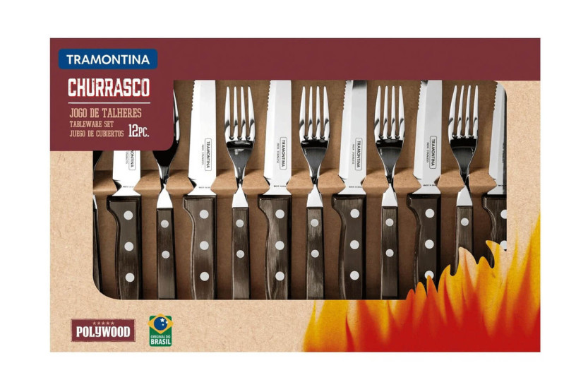 Set mit 6 Steakmessern mit Wellenschliff + 6 Tramontina Jumbo-Gabeln