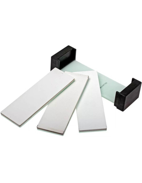 Set mit 3 japanischen Schleifsteinen Shapton Glass Stone 50408 Körnung 500, 2000 und 16000 + Halter
