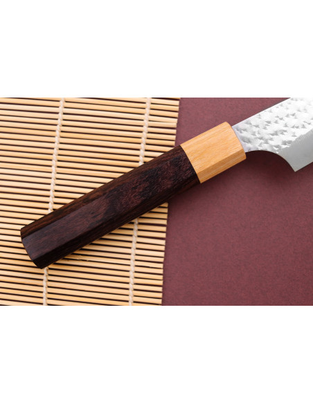 Couteau sujihiki cherry giapponese artigianale martelé Yu Kurosaki senko 24cm acier SG2