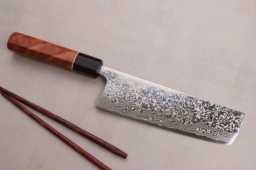 nakiri knife 16,5cm Japonais artisanal Masashi Yamamoto SLD damas