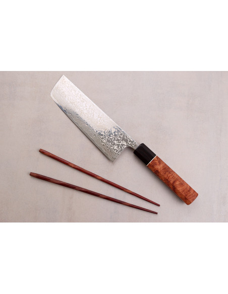 nakiri veitsi 16,5cm Japonais artisanal Masashi Yamamoto SLD damas