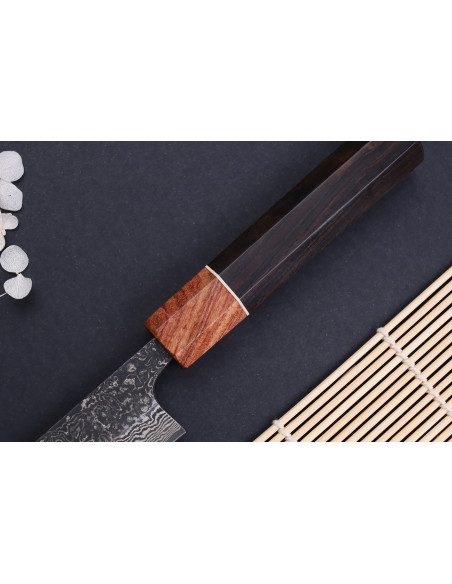 Faca universal japonesa Masashi Yamamoto SLD Kuro damascus 15cm feita à mão