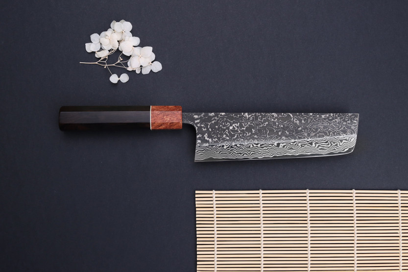 nakiri-kniv 16,5cm japonais artisanal Masashi Yamamoto SLD Kuro damas