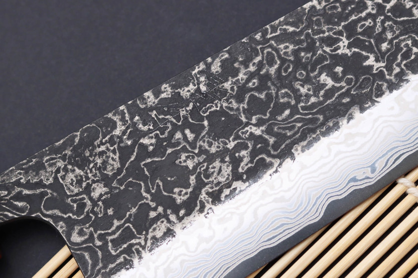 Faca bunka japonesa artesanal Masashi Yamamoto SLD Kuro Damascus 16,5 cm