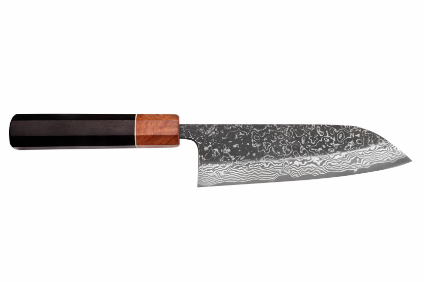 faca santoku Masashi Yamamoto SLD Kuro damas, faca japonesa artesanal de 16,5 cm