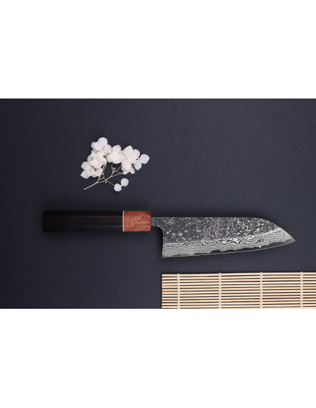 Masashi Yamamoto SLD Kuro damas coltello santoku, 16,5 cm coltello giapponese fatto a mano