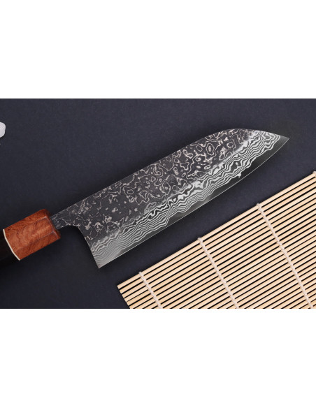 Masashi Yamamoto SLD Kuro damas coltello santoku, 16,5 cm coltello giapponese fatto a mano