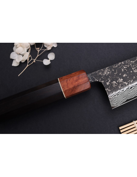 Masashi Yamamoto SLD Kuro damas Cuchillo santoku, 16.5cm cuchillo japonés hecho a mano