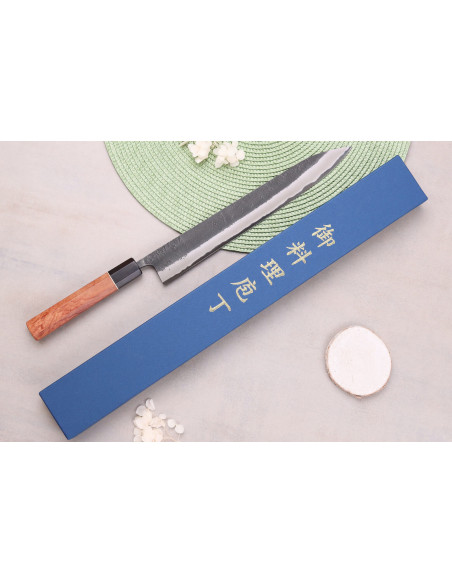 Masashi Yamamoto BS1 Preto Nashiji 27cm sujihiki faca japonesa feita à mão