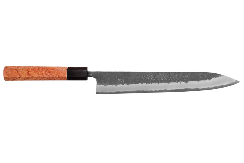 Masashi Yamamoto BS1 Preto Nashiji 24cm sujihiki faca japonesa feita à mão