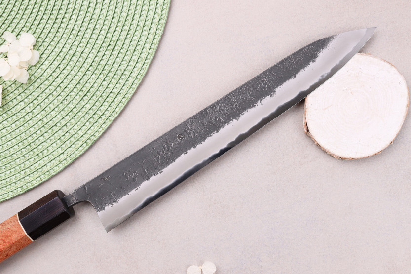 Masashi Yamamoto BS1 Musta Nashiji 24cm japanilainen käsintehty sujihiki veitsi
