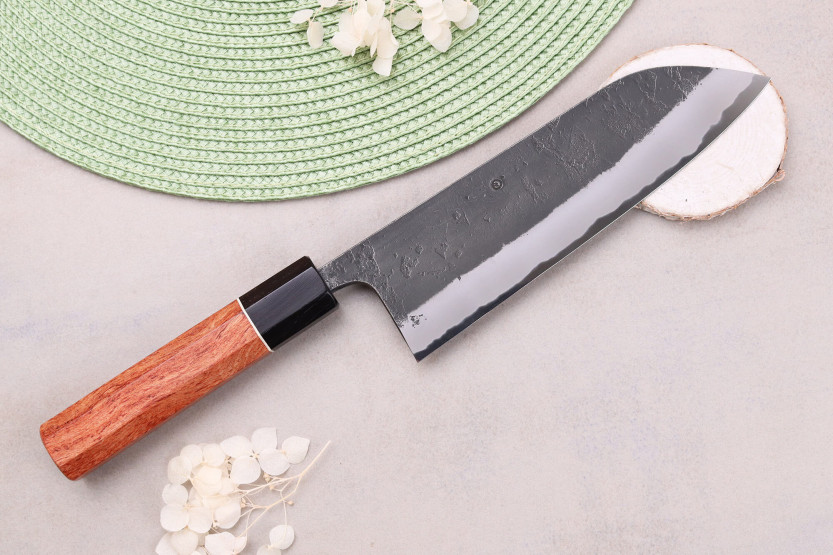 Masashi Yamamoto BS1 Black Nashiji 18cm Japans handgemaakt santoku mes