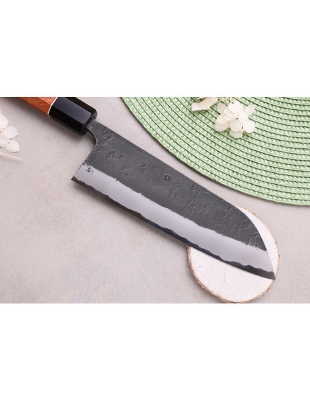 Masashi Yamamoto BS1 Black Nashiji 18cm japansk handgjord santokukniv