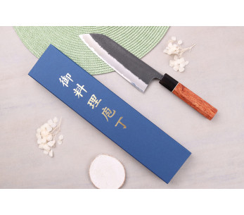 Masashi Yamamoto BS1 Musta Nashiji 18cm japanilainen käsintehty santoku veitsi 2