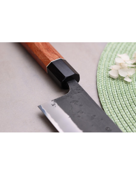 Masashi Yamamoto BS1 Black Nashiji 18 cm japansk håndlaget santoku-kniv