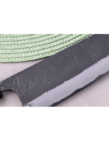 Masashi Yamamoto BS1 Black Nashiji 18cm Japanese handmade santoku knife