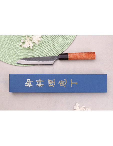 Faca universal japonesa Masashi Yamamoto BS1 Black Nashiji 12cm feita à mão