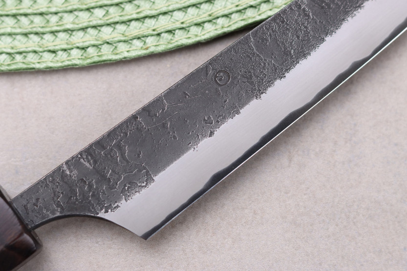 Masashi Yamamoto BS1 Negro Nashiji 12cm cuchillo universal japonés hecho a mano