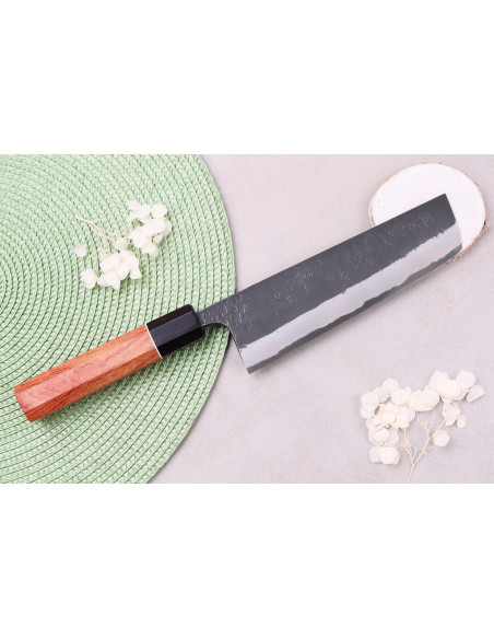 nakiri knife 16,5cm japanese artisanal Masashi Yamamoto BS1 Black Nashiji